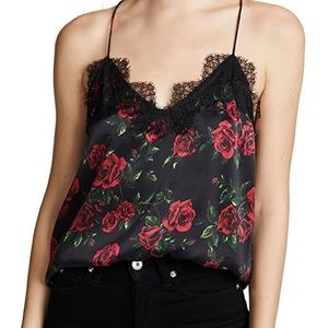 CAMI NYC Red Rose Print Racer Camisole Tank sz M